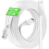 ikbc Network Cable 10 m, Ethernet Cable 10 m Cat 6 High Speed Flat | White RJ45 Internet Cable 10/100/1000Mbps 250MHz, Gigabi