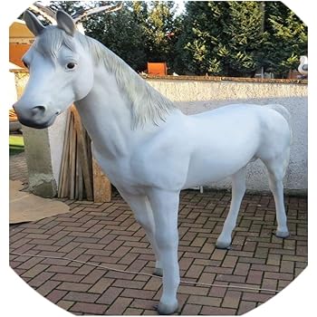 XXL PFERD DELUXE weiss Gartendeko220cmLEBENSGROSSGartendekoration