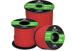 Abma Cord Paracorde 2mm Corde 30m 100% Nylon 1 Brin Type I Corde de Survie, Corde Extérieure - Max. 45 kg - Rouge