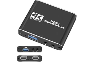 DIFCUL Capture Card, Videoaufnahmekarte mit HD-MI-Loop-Out,4K 60FPS USB3.0-Vide Capture Karte für Streaming,4K-Videoaufzeichnung, für Live-Streaming für PS3/PS4/Xbox One/DSLR/Camcorder/Action Cam