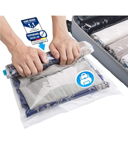 ValueHall 12 Sacchetti Sottovuoto Per Viaggio - Senza Pompa, A Rotolo - Per Abbigliamento, Biancheria, Valigie (4P + 4M + 4L)