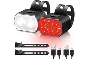 Blendura Lampe Velo LED Lumiere Velo Avant et Arriere Rechargeable par USB Éclairage Lampe Velo Étanche Lumière Vélo Convient à la Plupart des vélos