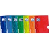 Oxford, A4 Stapled Notebooks, One Ruled with Two Margins, Plastic Cover, 48 Sheets, Pack 7 Notebooks Without Spiral, Random C