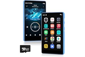 SWOFY Reproductor MP3 80GB con Bluetooth & WiFi, Pantalla táctil 4.0 Pulgadas Hi-Fi, MP4 Android Compatible con Spotify, Amazon Music, Radio FM, Grabadora, Libro electrónico, Navegador (Negro/Azul)
