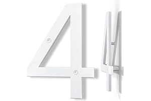 Yafimea 20 cm Hausnummer Weiß, Große wetterfeste Hausnummer aus Kunststoff mit Schraubmontage, 3D Floating-Effekt für Außenbereich, Wand oder Zaun (4)