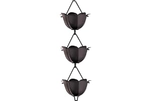 Monarch Rain Chains 18022 Aluminum Lotus, 8-1/2 Feet Length, Black Powder Coated