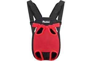Pawaboo plecak do noszenia zwierząt domowych, regulowany, z otworami na nogi, przenośny, podróżny, oddychający, wygodny, specjalnie dla małych i średnich psów, kotów oraz szczeniąt, rozm. S, czerwony