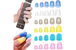 duoyif Protecteurs De Doigt De Guitare, Protection Des Doigts En Silicone Pour La Basse, Protège-Doigts De Guitare, Capuchons De Doigt Pour Guitare Ukulélé Tambourin Broderie 5 Taille 30Pièces