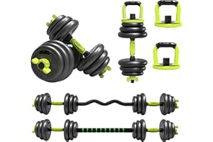 Strongway® Adjustable 6 in 1 Dumbbell Straight and Curl Barbell Kettlebell Push Up Set - 20KG 30KG 40KG SETS - Weight Lifting for Home Gym Fitness