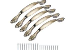 TsunNee Vintage Cabinet Handles, Antique Bow Pulls, Furniture Door Pull Handles, 5.1 Inches Length (3.8 Inches Hole Center), Green Bronze, 96mm, 5-Pack