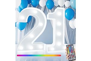 ROMULI Light Up Numbers, 34 Colors Marquee Number Lights Sign Color Changing for 21st Birthday Party Decorations Girls Gifts Bedroom Decor Number 21