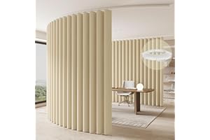 JILRON Raumteiler Vorhang, Deckenmontage Auf Schienen, Raumtrenner Für Flexiblen Sichtschutz (Hellgelb - H243 x B270 cm)