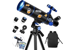 DIANFAN Telescopio Astronomia, 80 mm Apertura Telescopio Astronomico Professionale per Adulti, Bambini e Principianti, Telescopi da Viaggio Compatto e Portatile con Zaino, Adattatore per Telefono e Adesivi