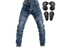 QIYUANT Herren Motorradhose Motorrad Reiten Schutzhose Denim Jeans Reißfester Stretch Vintage Jeanshose mit Abnehmbar Rüstung Knie-Hüftpolster