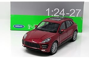 Unbekannt Porsche Macan Turbo, rosso metallizzato, modellino auto, modello finito, Welly 1:24