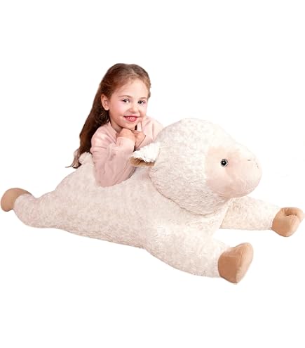 Apricot Lamb Plush Toy - 14 Inch Soft White Stuffed Animal Lamb For Babies, Kids, Nursery Decor (Fuzzy Baby Lamb)