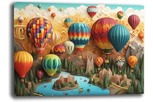 PRINTERLAND Quadri Cameretta MONGOLFIERE COLORATE Quadro moderno di tela da Parete XXL grande Stampa su tela canvas Camera da letto Decorazione Murale muro Arredo Cucina (70x100 cm, 3)