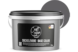 Craft colors Sockelfarbe 5L Schiefer | hochwertige Farbe für Beton, Mauerwerk, Kellerwand, Fassade & Dachflächen | Nassabriebklasse 1 | Made in Germany | Wetter & UV-Beständig