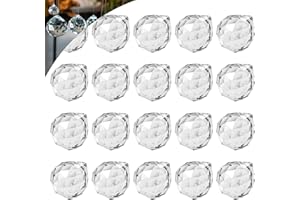 Komoyo 20pcs Boule de Prisme, Boule en Verre Clair Pendentif, Prisme de Boule de Cristal Clair, Capteur de Lumière à Pendentif pour FengShui/Divination ou la Décoration de Mariage/Maison/Bureau