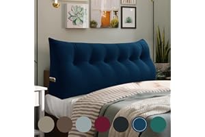‎BNCKTRD BNCKTRD Keilförmiger Kopfkissen Schlafzimmer Lesekissen Rückenstütze beim Sitzen im Bett Ergonomisches Lumbarkissen Körperpositionierung Bettkissen Samt Bezug 180CM Dunkel Blau