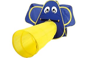 Bino & Mertens 82807 Spieltunnel Elefant mit Zelt, bunt, PES, Kinderspielzeug, schnell auf, wieder abgebaut und platzsparend verstaut. Zum Toben auch für mehrere Kinder. Größe ca. 287x94x122 cm.