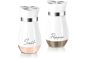 Dorblely Salière et Poivrière Set, 120ml Acier Inoxydable Poivriere, Saliere en Verre, Pots à épices, pour La Maison ou La Cuisine, Épices, Restaurant - Blanc