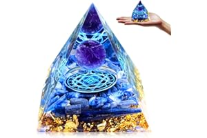 ‎TYUODNA Tyuodna Orgonit Pyramide,Edelsteine Heilsteine,Orgon Pyramide,Reiki Chakra Steine,Kristall Steine für Chakra-Heilung,Meditation, Yoga,Esoterik Geschenke (Blau-Kristallkugel)
