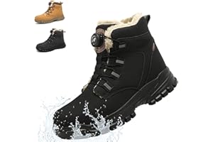 NACKINg Winter Sicherheitsschuhe Herren Wasserdicht Arbeitsschuhe Damen Warm Gefüttert Stahlkappenschuhe rutschfeste Sicherheitsstiefel mit Drehknopf