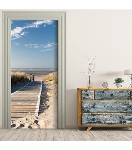 A.Monamour Selbstklebende 3D-Türfolie - Bellagio Comer See Stadtmotiv | 90x200 Cm