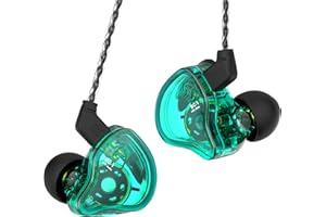 YINYOO CCZ Melody in Ear Monitors Wired Earbuds in-Ear Earphones Headphones without Microphone IEM HIFI Bass with 1DD 1BA, Ear fins, 4N OFC Cable for Musicians,Singer, Drummer, on Stage,Studio (No mic, Cyan)