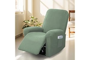 BOUFEIDA 4-Teilig All-Inclusive Sesselbezug, 1 Sitzer Relaxsessel Sesselbezug Stretchhusse mit Taschen, Sesselschoner für Fernsehsessel und Relaxsessel, Anti-Rutsch High Stretch Mit Elastischem Boden