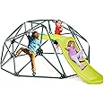 Climbing Dome with Slide, Kids Outdoor Jungle Gym Geometric Dome Climber, Steel Frame, 8FT Climb Structure Backyard Playground Center Equipment for Toddlers (Dark Green)