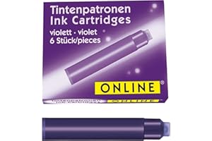 ONLINE 6x Recharges d'encre pour stylos-plumes I compatible avec Pelikan, Stabilo, Schneider etc I encre mauve I cartouches d'encre universelles pour stylos-plumes