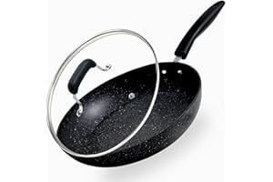 GONZALO GRACIA. 20cm Non Stick Frying Pan with Lid | Easy to Clean & Healthy Cooking | Heat Resistant & Cool-Touch Handle | Durable Black Granite Marble Coated for All Hobs Induction, Gas & Electric (20cm Granite)