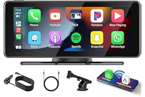 Hikity Przenośne radio samochodowe z bezprzewodowym Carplay Android Auto 6,86" IPS Touch Display Radio z nadajnikiem Bluetooth FM, obsługa Siri Assistant TF/AUX + Dash Mount