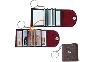 UNIQICON Mini Photo Keychain, DIY Small Custom Leather Memory Photo, Picture Keychains Personalized Album, Mini Cute Key Ring Keychain with Picture Book for Family, Boyfriend, Couples, Dog, Friends_MPKBR