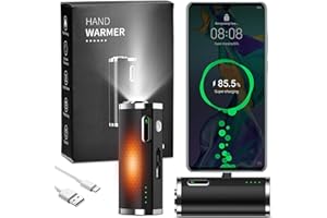 OGVDOE Chauffe Main Rechargeable, 5000mAh Chaufferette Main Rechargeable Reutilisable, 3 en 1 Chauffage de Poche avec Fonctions de Charge et Lampe de Poche, 3 Modes de Chauffage pour Femmes Hommes