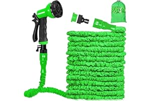 AIGUMI 100FT Expandable Garden Hose Pipe, 8 Function Spray Nozzle Durable Expanding Garden Hose with 3/4", 1/2" Fittings, Lightweight Easy to use