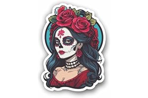 AMA SHOP Adesivo Sagomato Teschio Messicano donna mod.2 |Sticker per Casco,Moto, Camper,Barca | autoTuning |