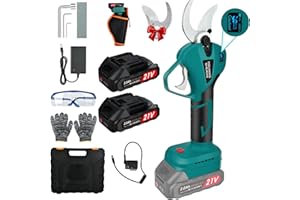 Vothen 4CM forbici potatura elettriche professionali, 2 batterie da 2Ah LCD, Taglio progressivo forbice cesoia da potatura a batteria con fodero per Olivo, Vigneto Pruning Tool, Blue