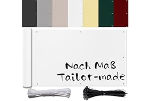 Ufamiluk balkonbespannung 80 cm hoch nach Mass Blickdichte 100% Privatsphäre Balkon Windschutz für Terrassen Balkon Zaun Garten Swimming Pool Weiß Weiss 80x600cm