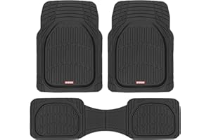 Motor Trend 923-BK Black FlexTough Contour Liners-Deep Dish Heavy Duty Rubber Floor Mats for Car SUV Truck & Van-All Weather Protection, Universal Trim to Fit
