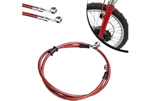 JFG RACING Tubo Freno Moto,140cm Tubo Freno Anteriore Moto Cavo Freno Idraulico Frizione Con Guaina Rinforzata Per Motocross Enduro Trial-Rosso