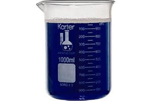 1000ml Beaker, Low Form Griffin, Boro. 3.3 Glass, Double Scale, Graduated, Karter Scientific 213D27 (Single)