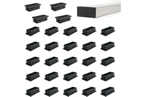Zaky 24 tapones de láminas para tubos rectangulares de 40 x 15 mm, tapones para los pies, de plástico, color negro