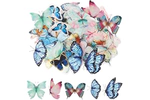 80Pcs 3D Papillon Autocollant, Papillons Muraux Décoratifs Colorés Amovible Papillons Papiers Décoration pour Mur Maison Chambre Papillons pour Scrapbooking