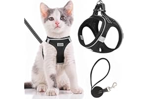 HAHEITA Cat Harness and Lead Escape Proof,Adjustable Soft Mesh Kitten Vest Harness for Walking Reflective Pet Vest for Cat
