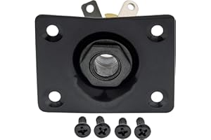 Musiclily 6.35mm Rectangle Guitar Loaded Jack Socket Plate for Les Paul Tele Electric Guitar, Black