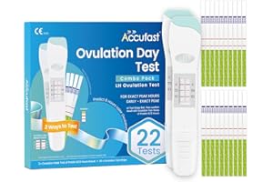 Accufast Test di Ovulazione, 22PZ LH Kit Combo - 2x OPK Stick di Ovulazione, 20x Strisce di Test di Ovulazione - Prevedi 6/12 ore dopo l'ovulazione, Aumenta le Tue Probabilità di Rimanere Incinta