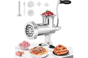 Huanyu Fleischwolf Manuell Hand Fleischwolf Edelstahl Fleischwolf Manuell mit Wurstfüller Edelstahl Spülmaschinenfest Manueller Fleischwolf Größe 10